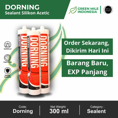 [EZM.8100131] Dorning Acetic (Clear 300 ml Acid) Silicone Sealant Silikon Silen DORNING Lem Kaca Akuarium Kamar Mandi Toilet Akrilik Plastik Kemasan Tabung - Asam Bening