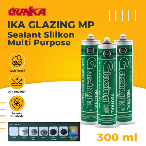 [EZM.8100137] Glazing MP Green (White 300 ml Neutral) Silicone Sealant Silikon Silen GLAZING IKA Hijau Lem Kaca & Aluminium Non-Asam Paintable Kualitas WACKER GP-N Kemasan Tabung - Netral Putih