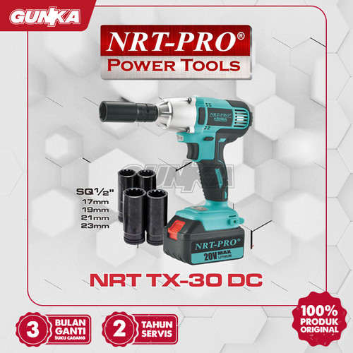 [EZM.8100139] Brushless Impact Wrench 20V (1/2" 2B1C) NRT-Pro TX30DC Mesin Pembuka Buka Baut Soket Socket Kunci 0.5 Inch Baterai Torsi Besar
