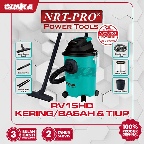 [EZM.8100143] Vacuum Cleaner (Wet/Dry 15 L) NRT-Pro RV15HD Mesin Vakum Vacum Sedot Penyedot Debu Basah Kering