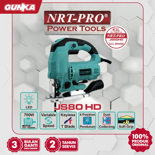 [EZM.8100147] Jig Saw (VS 700 W) NRT-Pro JS80HD Mesin Gergaji Ukir Bolak Balik Triplek Plat Besi