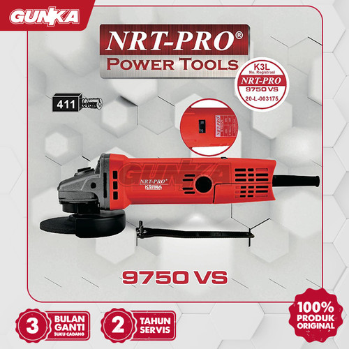 [EZM.8100154] Angle Grinder Variable Speed (4") NRT-Pro 9750VS Mesin Gerinda Grinda Gurinda Grenda Grinder Listrik Saklar Switch Belakang Inch
