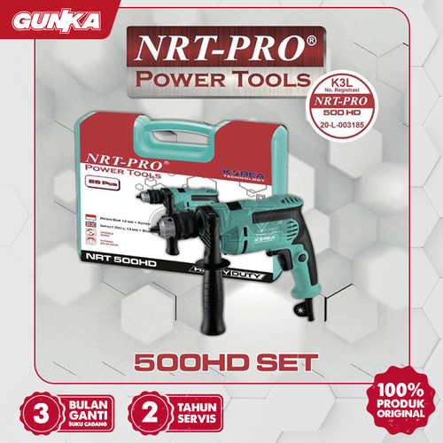 [EZM.8100168] Impact Drill +Acc 28-Set (13 mm 450 W) NRT-Pro 500HD Mesin Bor Tembok Impak Beton Listrik Bolak Balik +28-Pcs Aksesoris