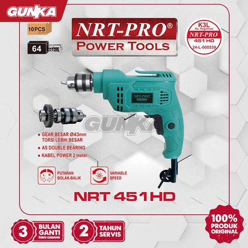 [EZM.8100169] Electric Drill (10 mm 250 W) NRT-Pro 451HD Bor Listrik Besi Kayu Bolak Balik