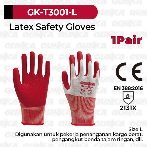 [EZM.8100185] Latex Safety Gloves (Size L) GUNKA GK-T3001 Sarung Tangan Kombinasi Karet Tebal Kerja Proyek Industri Anti Slip ex INGCO HGVL08-L