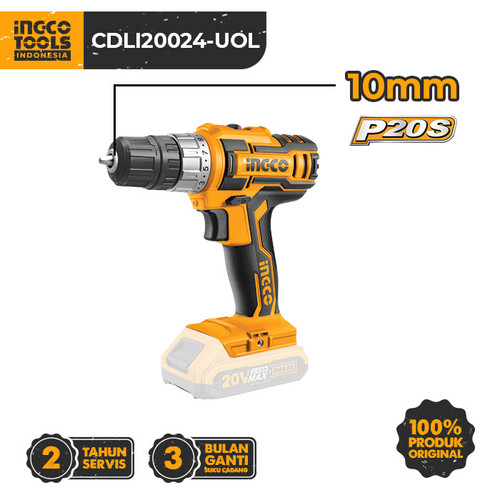 [EZM.8100194] [UOL] P20S Cordless Drill (10mm, 45Nm) INGCO CDLI20024-UOL Bor Baterai Kayu Besi Unit Only