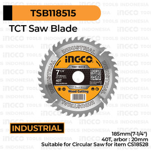 [EZM.8100494] TCT Saw Blade (7 1/4"/185mm 40T) INGCO TSB118515 Mata Gergaji Serkel Circular For CS18528