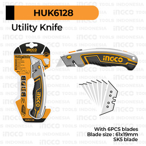 [EZM.8100543] Utility Knife INGCO HUK6128 Pisau Serbaguna Teknisi Tukang Kayu Kulit