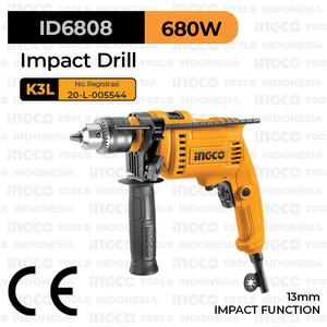[EZM.8100649] Impact Drill (13 mm, 680W) INGCO ID6808 Bor Tembok Beton 13mm Variable Speed