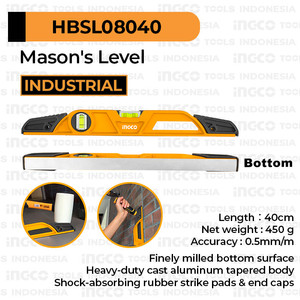 [EZM.8100722] Mason Level (40 cm) INGCO HBSL08040 Waterpass Waterpas Water Pas Hebel