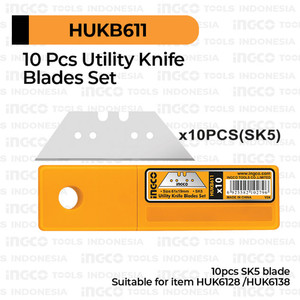 [EZM.8100725] 10-Pcs Utility Knife Blades (SK5) INGCO HUKB611 Refill Isi Mata Pisau