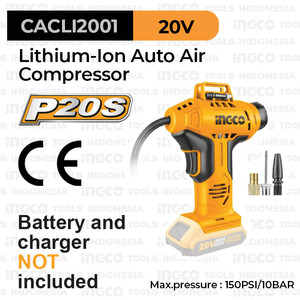 [EZM.8100765] P20S Car Mini Compressor (150Psi) INGCO CACLI2001 Pompa Auto Ban Mobil