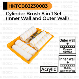 [EZM.8100776] 8-in-1 Painting Set INGCO HKTCB83230 Gagang Rol Roll Kuas Bulu Bak Cat