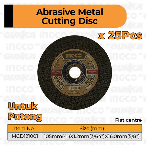 [EZM.8100793] 25Pcs Cutting Disc 4" INGCO MCD121001 Mata Batu Potong Gerinda Gurinda