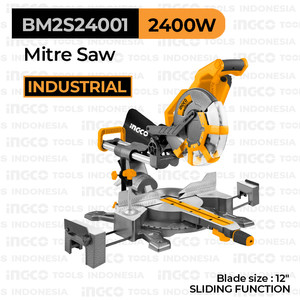 [EZM.8100804] Sliding Mitre Saw 12" INGCO BM2S24001 Mesin Miter Saw Potong Aluminium