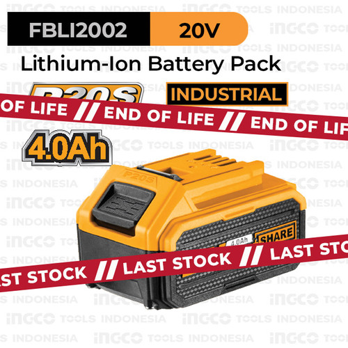 [EZM.8100819] Baterai P20S (4.0 Ah) Power Tools INGCO FBLI2002 - 20V Li-Ion Battery