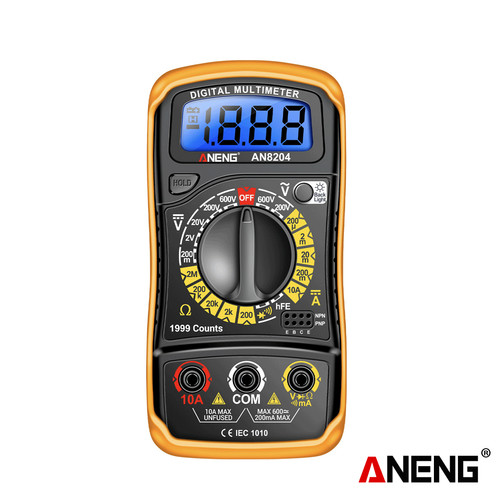 [EZR.2000030] Aneng AN8204 Multimeter 1999 Counts Digital High Precision AC/DC Voltage DC Current hFE Triode