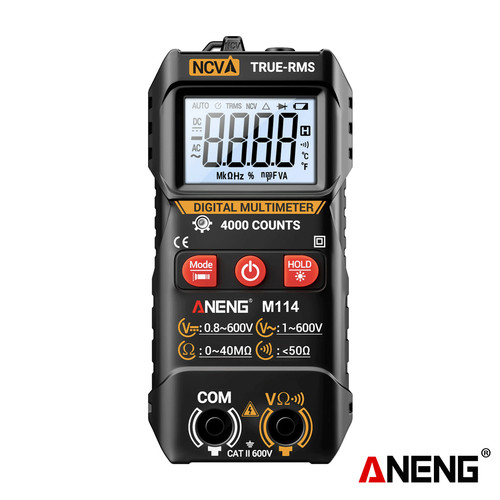 [EZR.2000034] Aneng M114 Multimeter 600V AC/DC Voltage Tester NCV 40MΩ Resistance Meter with True-RMS & Buzzer