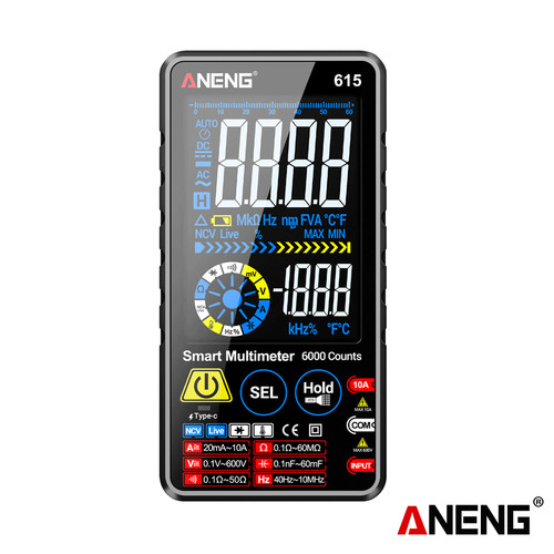 [EZR.2000036] Aneng 615 Digital Multimeter AC DC Voltage Current Meters Smart Touch Multitester Rechargeable