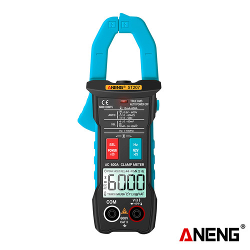 [EZR.2000059] Aneng ST207 Bluetooth Clamp Meter 6000 Count True RMS Multimeter Hz Capacitance Ohm Voltage Tester