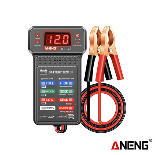 [EZR.2000350] Aneng BT-172 12V Digital Battery Tester Car Battery Indicator with Alligator Clips LED Battery