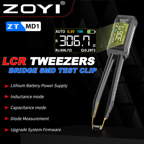 [EZR.2100013] ZOYI ZT-MD1 Digital Smart Tweezer LCR SMD Tester Resistance Capacitance Inductance Test Measurement
