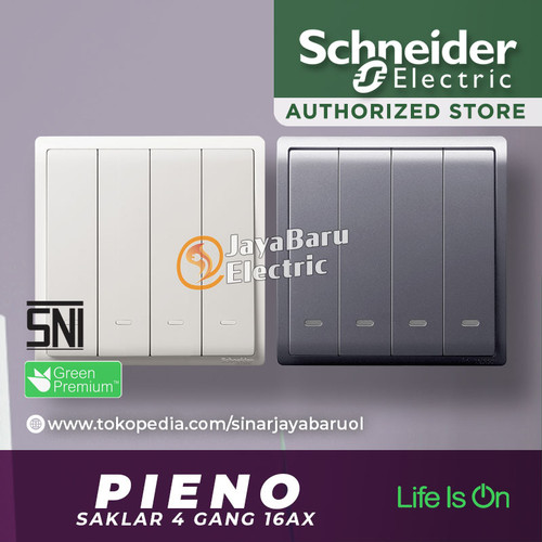 [EZM.5800236] Saklar SCHNEIDER PIENO 4Gang 4 Gang 1 Arah Hotel Putih Silver Lavender