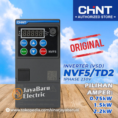 [EZM.5800280] Inverter CHINT NVF5 NVF5/TD2 1P 1Phase 0.75kW 1.5kW 2.2kW 230V