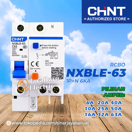 [EZM.5800325] RCCB ELCB RCBO CHINT NXBLE-63 NXBLE63 1P+N 6A 10A 16A 20A 25A 32A