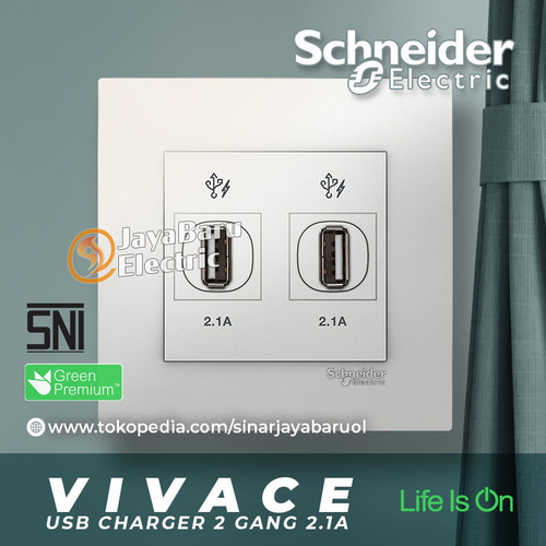 [EZM.5800329] Stop Kontak USB Charger 2Gang 2 Gang SCHNEIDER VIVACE