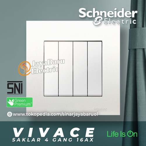[EZM.5800333] Saklar SCHNEIDER VIVACE 4Gang 4 Gang 1 Arah Hotel