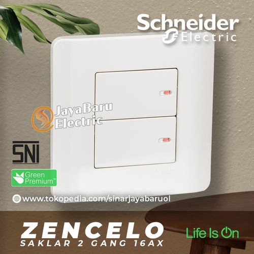 [EZM.5800347] Saklar SCHNEIDER ZENCELO 2Gang 2 Gang 1 Arah Hotel Putih Silver Bronze