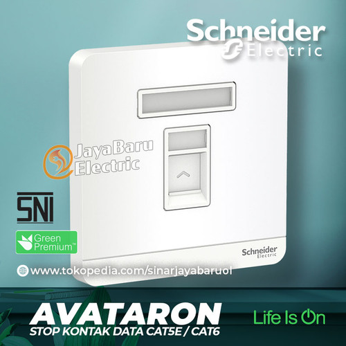 [EZM.5800350] Stop Kontak Data Cat5E Cat6 SCHNEIDER AvatarOn Putih Gold Grey Wood