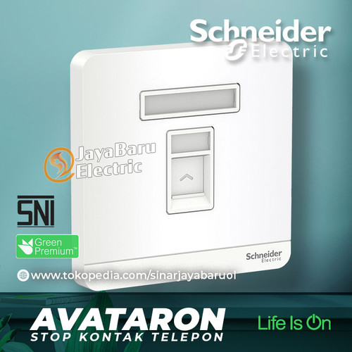 [EZM.5800351] Stop Kontak Telepon SCHNEIDER AvatarOn Putih Gold Dark Grey Wood