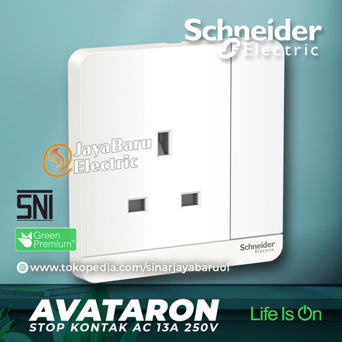 [EZM.5800354] Stop Kontak AC SCHNEIDER AvatarOn Avatar On Putih Gold Dark Grey Wood