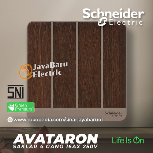 [EZM.5800359] Saklar SCHNEIDER AvatarOn Avatar On 4Gang 4 Gang 1Arah Hotel Wood Kayu