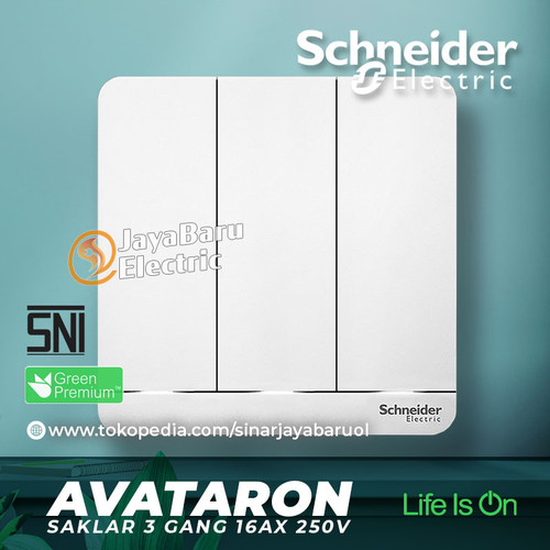 [EZM.5800366] Saklar SCHNEIDER AvatarOn Avatar On 3Gang 3 Gang 1 Arah Hotel Putih