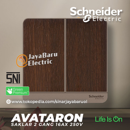 [EZM.5800367] Saklar SCHNEIDER AvatarOn Avatar On 2Gang 2 Gang 1Arah Hotel Wood Kayu
