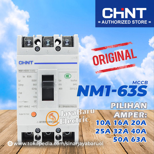 [EZM.5800634] MCCB Breaker Chint NM1-63S NM1 63S 3P 10A 16A 20A 25A 32A 40A 50A 63A