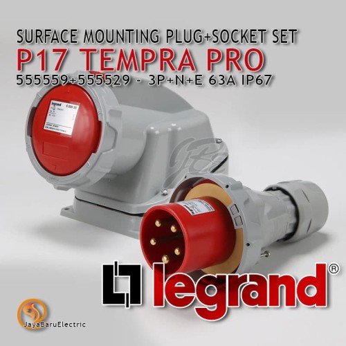 [EZM.5800772] Legrand Surface Mounting Plug Socket 3P+N+E / 5 Pin 63A P17 Tempra Pro