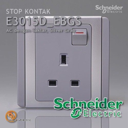 [EZM.5800801] Stop Kontak AC Schneider Neo dengan Saklar Silver Gray E3015-EBGS