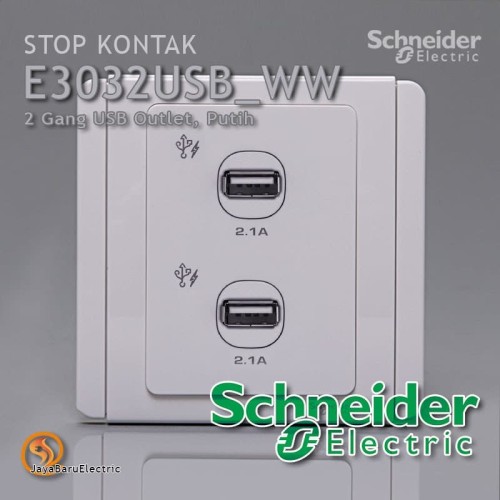 [EZM.5800812] Stop Kontak Schneider Neo USB Outlet 2 Gang Putih E3032USB-WW