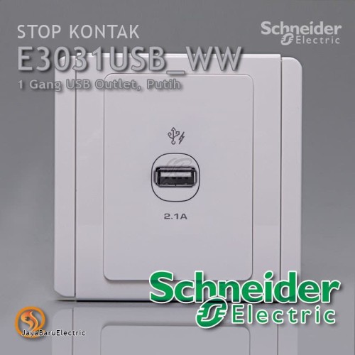 [EZM.5800813] Stop Kontak Schneider Neo USB Outlet 1 Gang Putih E3031USB-WW