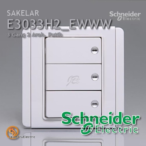 [EZM.5800820] Saklar Schneider Neo Horisontal Triple 3 Gang 2 Arah Putih E3033H2