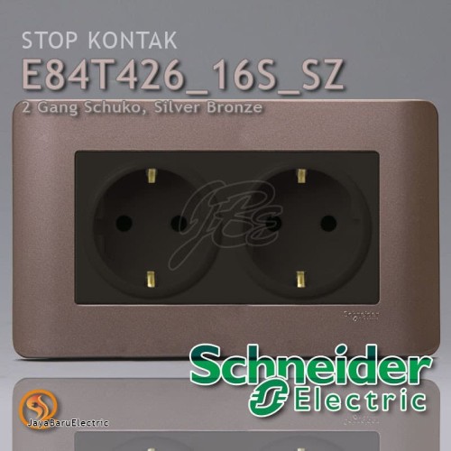 [EZM.5800876] Stop Kontak Schneider Zencelo Schuko 2 Gang Silver Bronze E84T426-16S