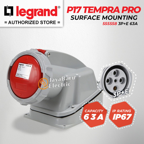 [EZM.5800923] Legrand Surface Mounting Socket 3P+E / 4 Pin 4Pin 63A IP67 P17 Tempra Pro 555558