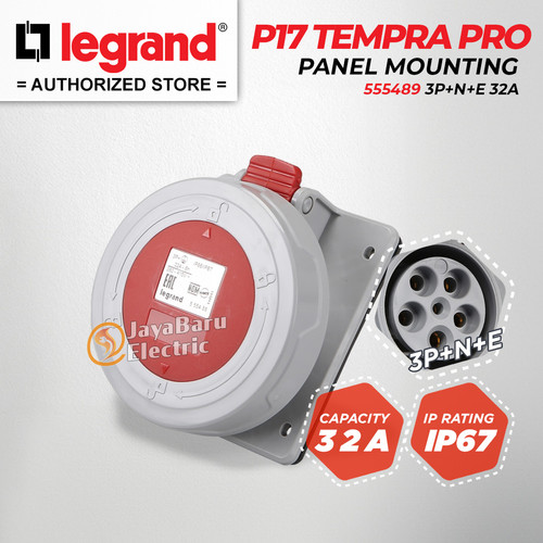 [EZM.5800929] Legrand Panel Mounting Socket 3P+N+E / 5 Pin 32A P17 Tempra Pro 555489