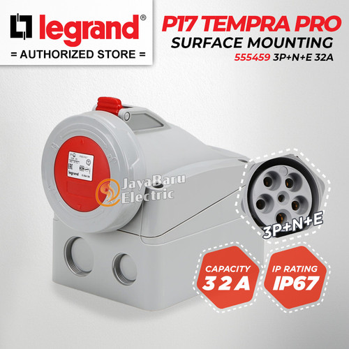 [EZM.5800930] Legrand Surface Mounting Socket 3P+N+E / 5 Pin 32A P17 Tempra 555459