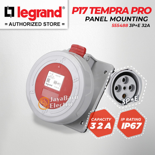 [EZM.5800932] Legrand Paket 1 Set Plug Panel Mounting Socket 3P+E / 4 Pin 4Pin 32A IP67 P17 Tempra Pro 555488 555438