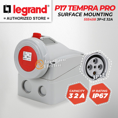 [EZM.5800935] Legrand Surface Mounting Socket 3P+E / 4 Pin 32A P17 Tempra Pro 555458